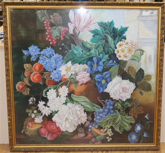 20th century School, pastel on paper study of a jardiniere of flowers, unsigned, 103 x 107cm